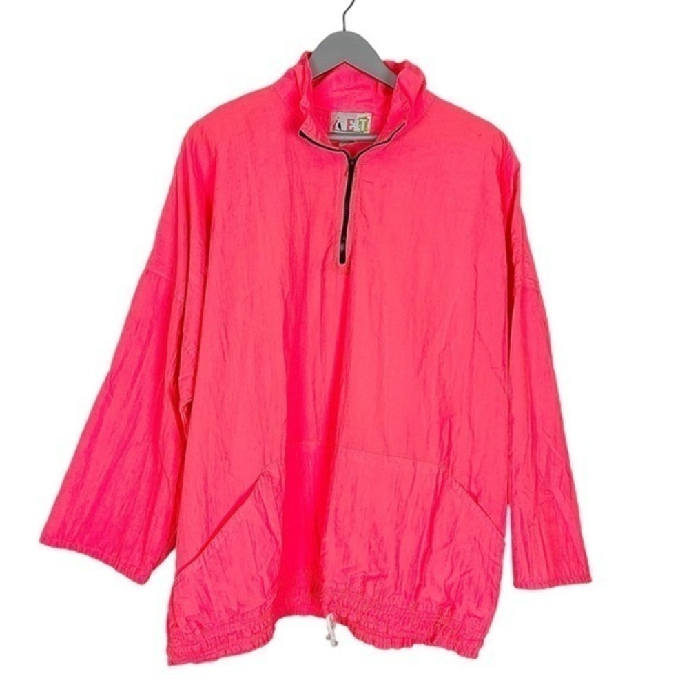 Vintage Neon‎ windbreaker pullover size Large oversized Melon orange